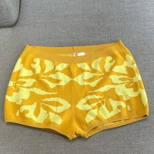 Free People High Waist Yellow Patterned Shorts